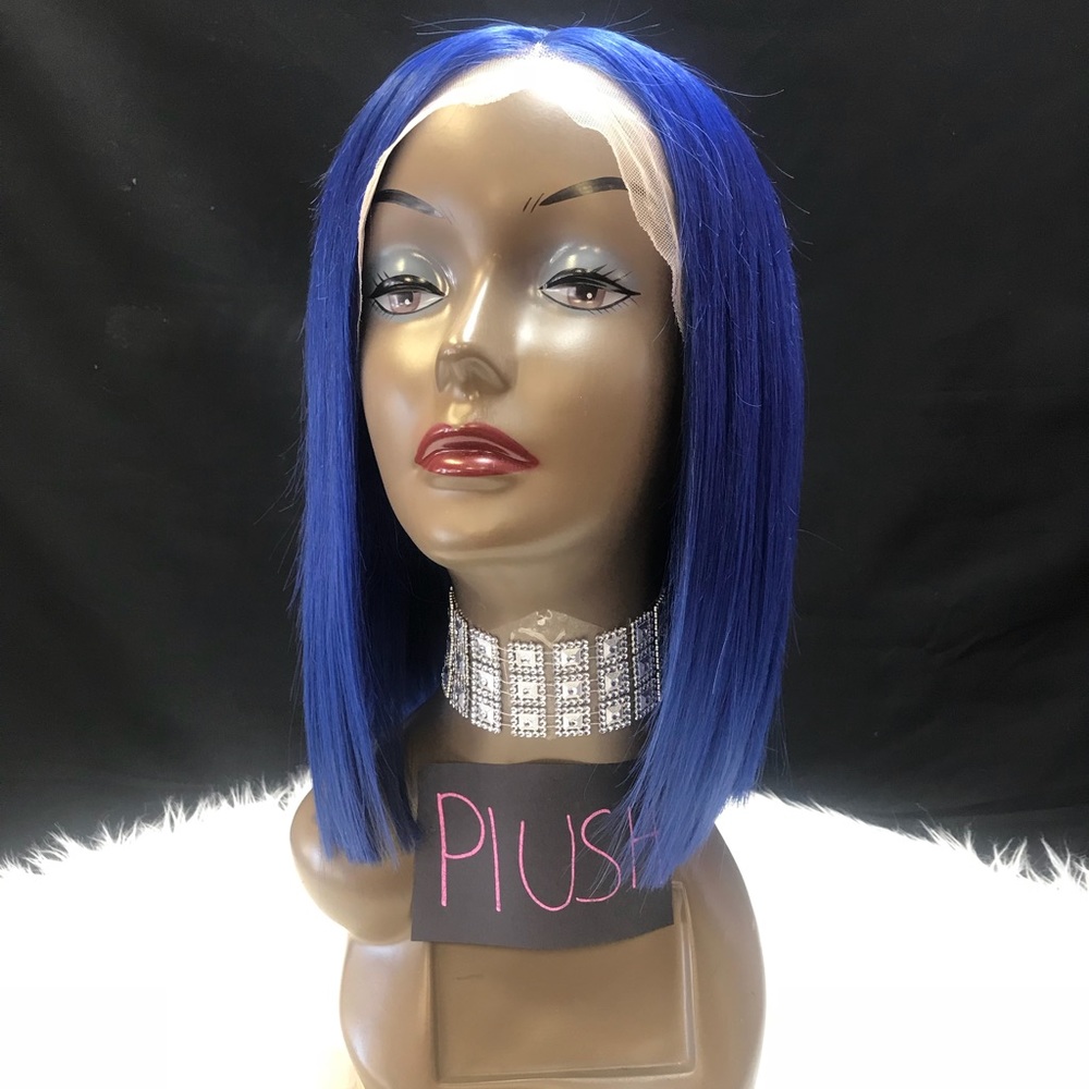 Blue lace front virgin Malaysian hair wig